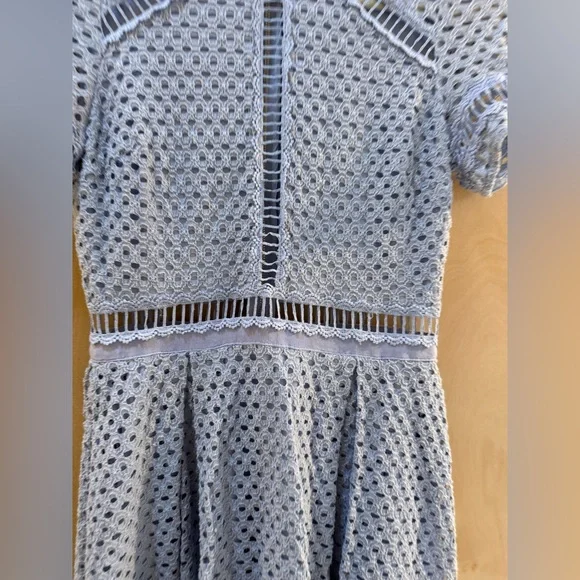 Aqua Blue Lace Dress with Crochet Detailing - Picture 6 of 14